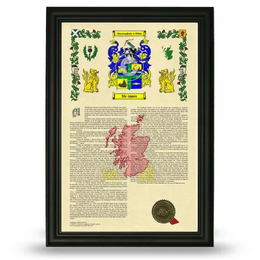 Mc-innes Armorial History Framed - Black