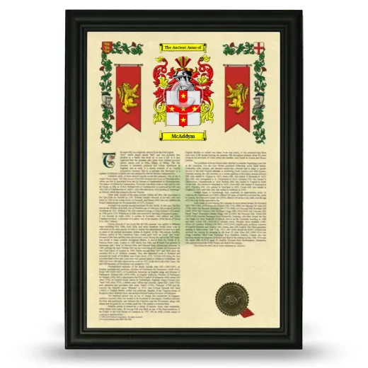 McAddym Armorial History Framed - Black