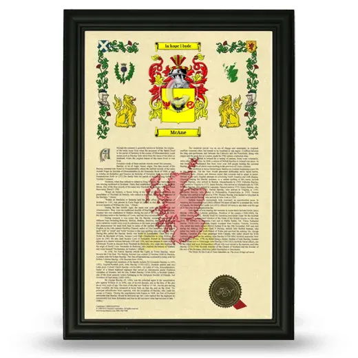 McAne Armorial History Framed - Black