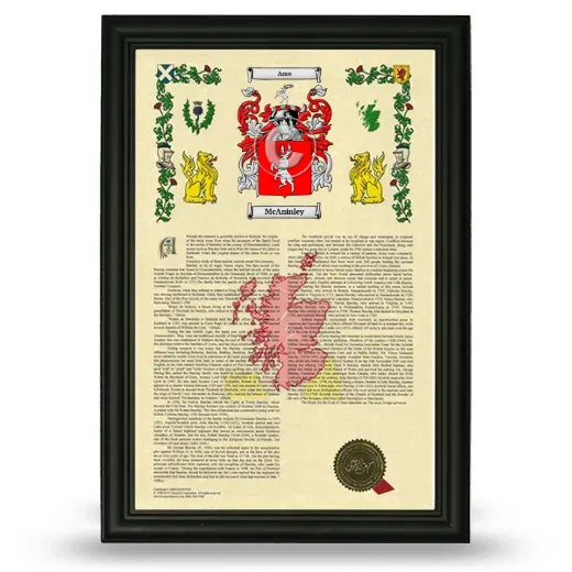McAninley Armorial History Framed - Black