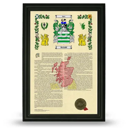 McAskil Armorial History Framed - Black