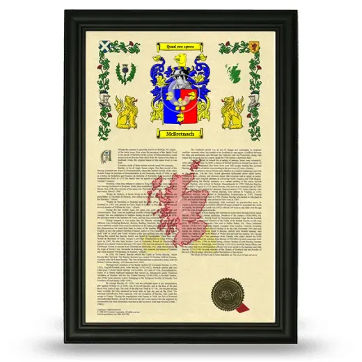 McBretnach Armorial History Framed - Black