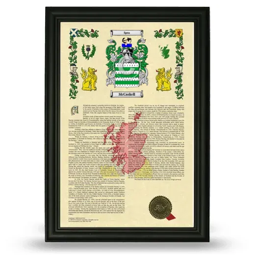 McCaskell Armorial History Framed - Black