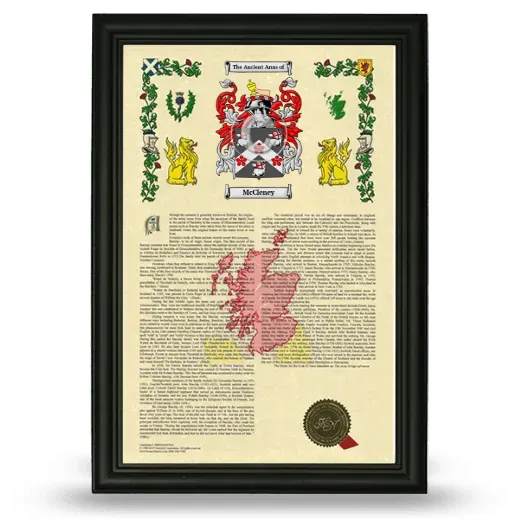 McCleney Armorial History Framed - Black