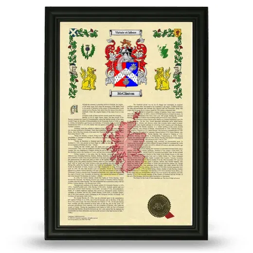 McClinton Armorial History Framed - Black