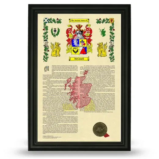 McConell Armorial History Framed - Black