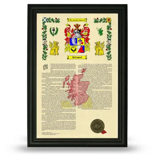 McConnel Armorial History Framed - Black