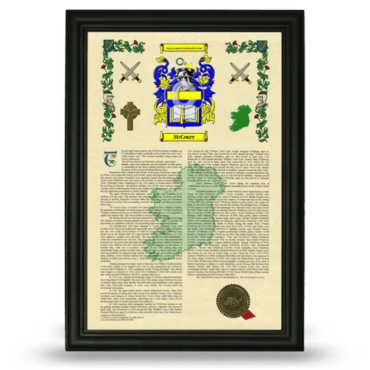 McConry Armorial History Framed - Black