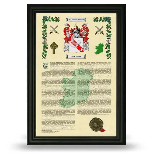 McCranie Armorial History Framed - Black