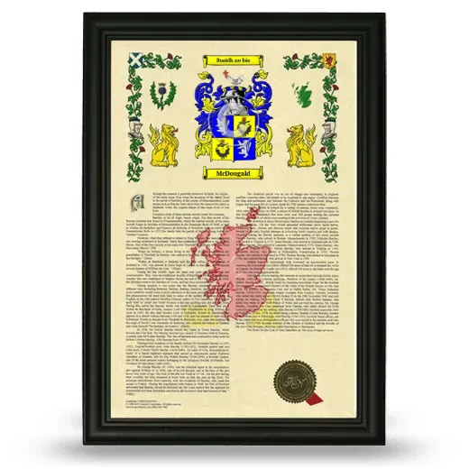McDougald Armorial History Framed - Black