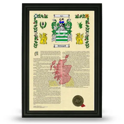 McGasgell Armorial History Framed - Black