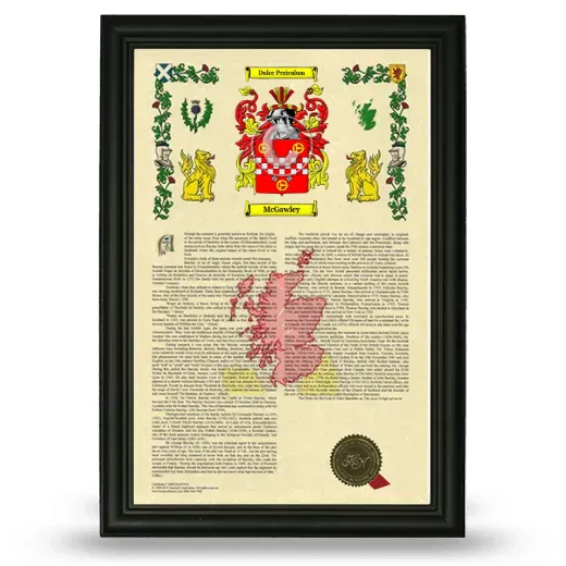 McGawley Armorial History Framed - Black