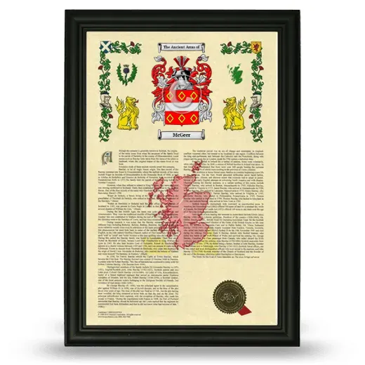 McGeer Armorial History Framed - Black