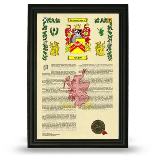 McGiley Armorial History Framed - Black