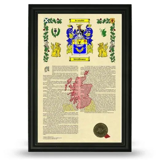 McGillvoray Armorial History Framed - Black