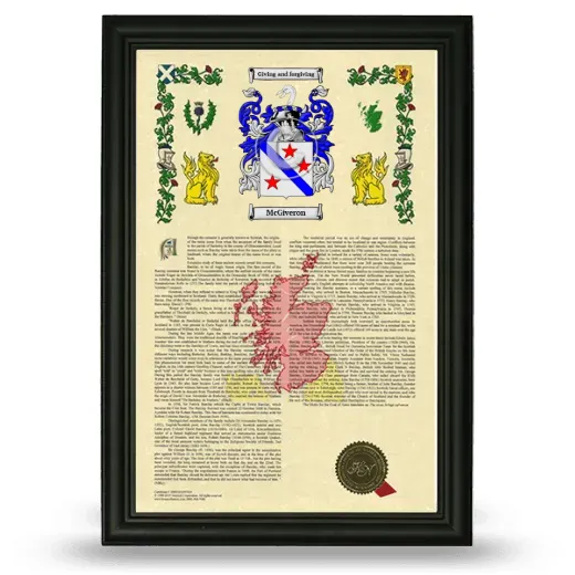 McGiveron Armorial History Framed - Black