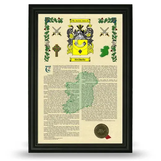 McGlinchy Armorial History Framed - Black