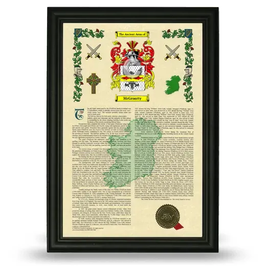 McGroarty Armorial History Framed - Black