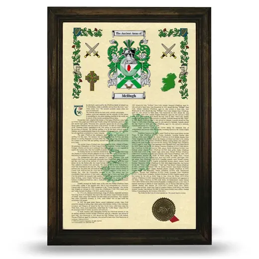 McHugh Armorial History Framed - Brown