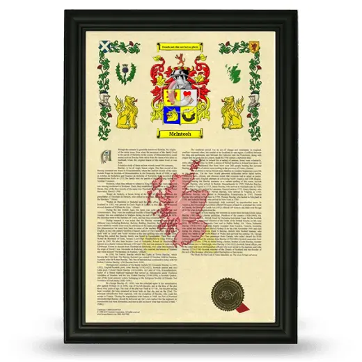 McIntosh Armorial History Framed - Black