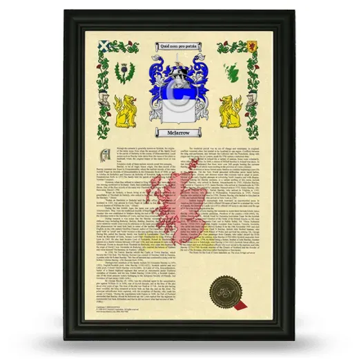 McJarrow Armorial History Framed - Black