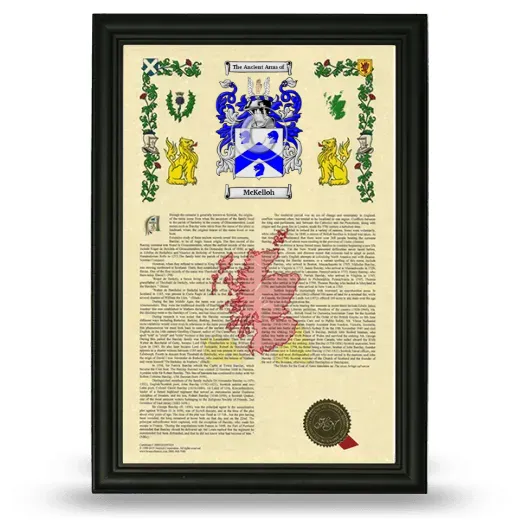 McKelloh Armorial History Framed - Black