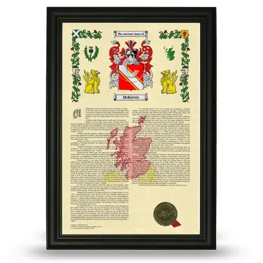 McKervey Armorial History Framed - Black