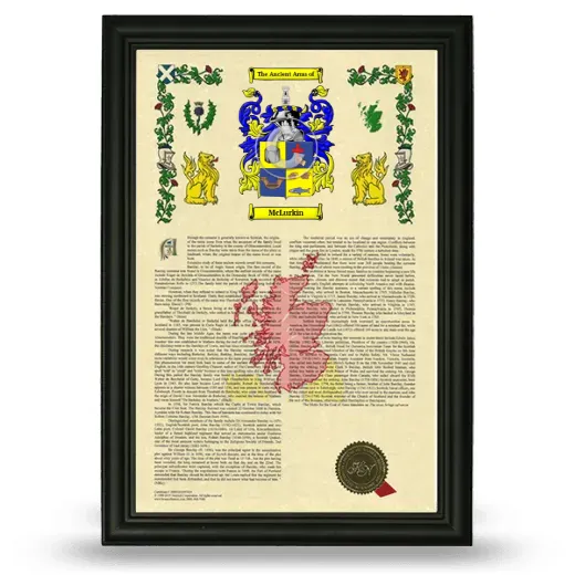 McLurkin Armorial History Framed - Black