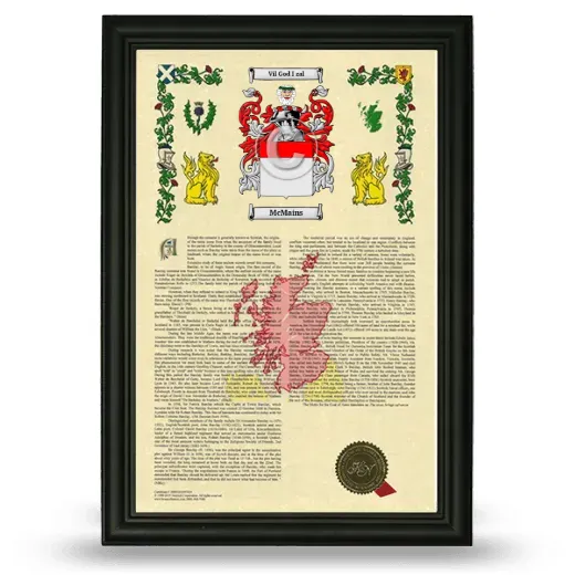 McMains Armorial History Framed - Black