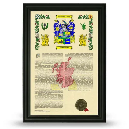 McMasters Armorial History Framed - Black