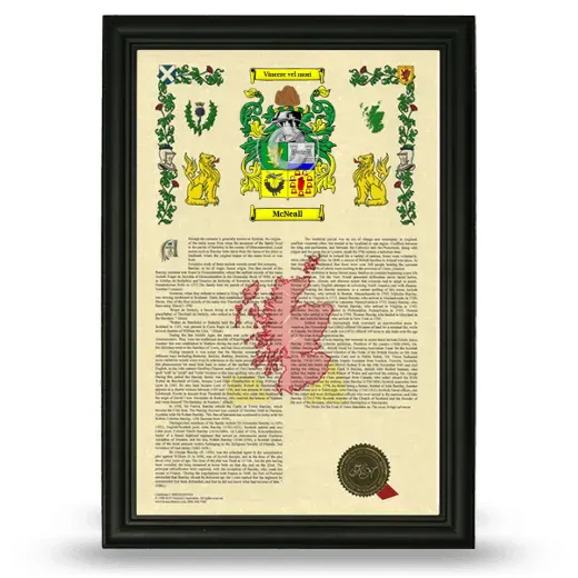 McNeall Armorial History Framed - Black