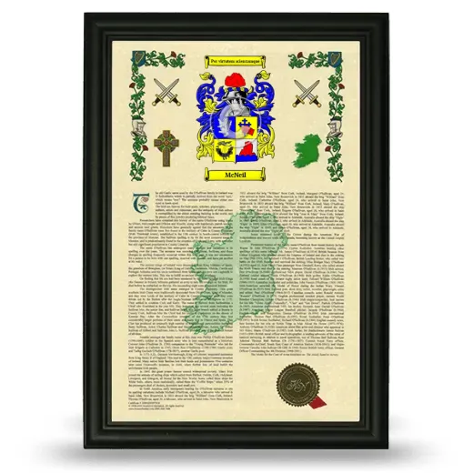 McNeil Armorial History Framed - Black