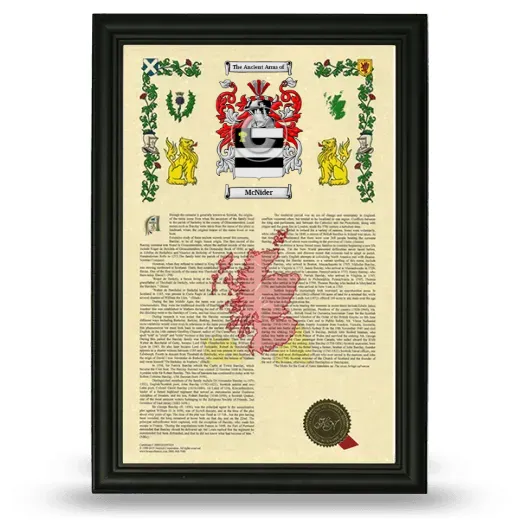 McNider Armorial History Framed - Black