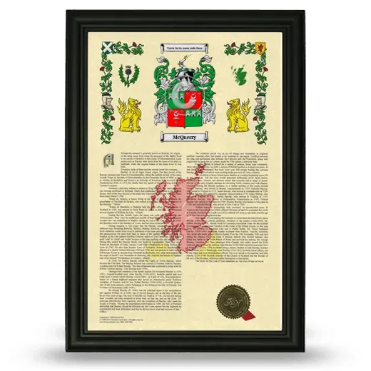 McQuerry Armorial History Framed - Black