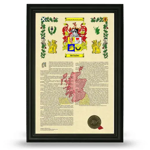McUmber Armorial History Framed - Black