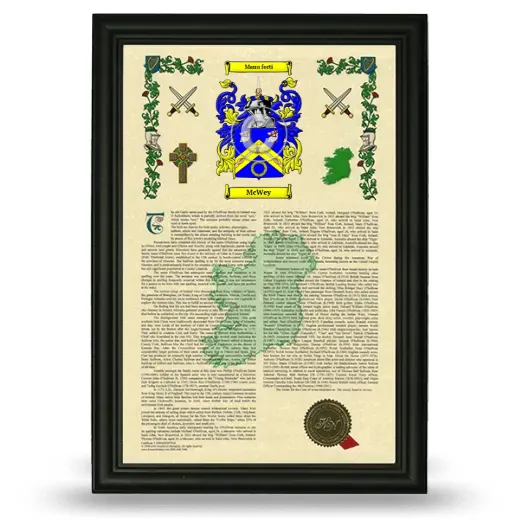 McWey Armorial History Framed - Black