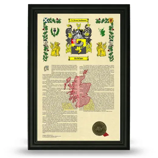 McWhirt Armorial History Framed - Black