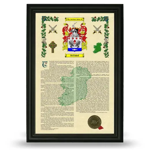 McYuind Armorial History Framed - Black