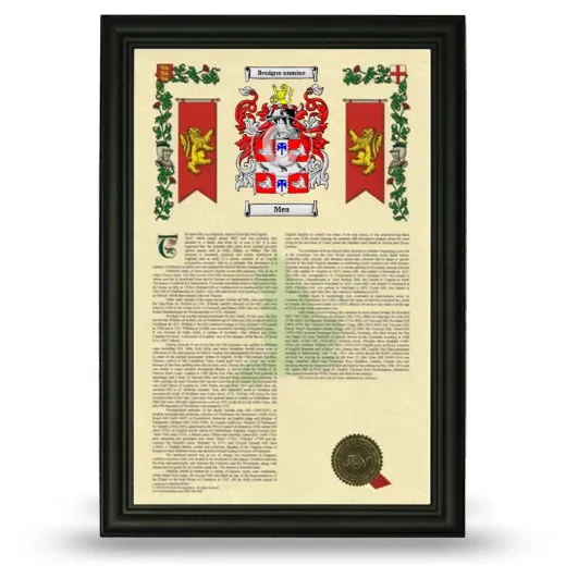 Mea Armorial History Framed - Black
