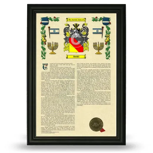Medel Armorial History Framed - Black