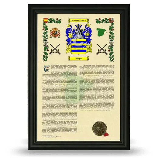 Megia Armorial History Framed - Black