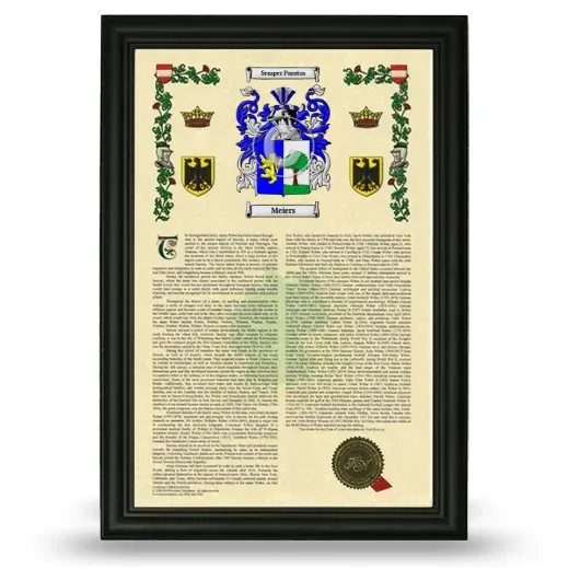 Meiers Armorial History Framed - Black
