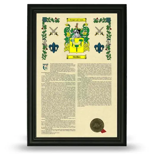 Meillies Armorial History Framed - Black