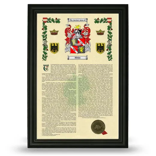 Meiss Armorial History Framed - Black