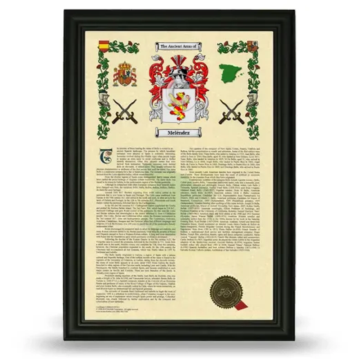 Meléndez Armorial History Framed - Black