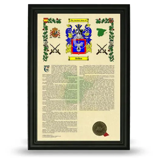 Melina Armorial History Framed - Black