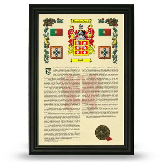 Mello Armorial History Framed - Black