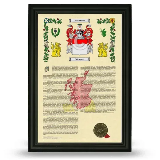 Menguy Armorial History Framed - Black