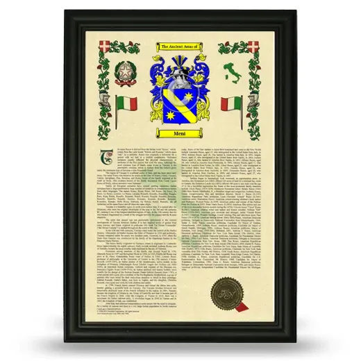Meni Armorial History Framed - Black
