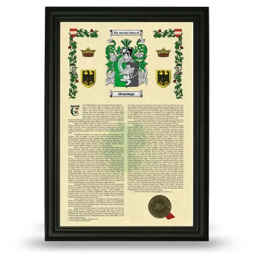 Menninga Armorial History Framed - Black